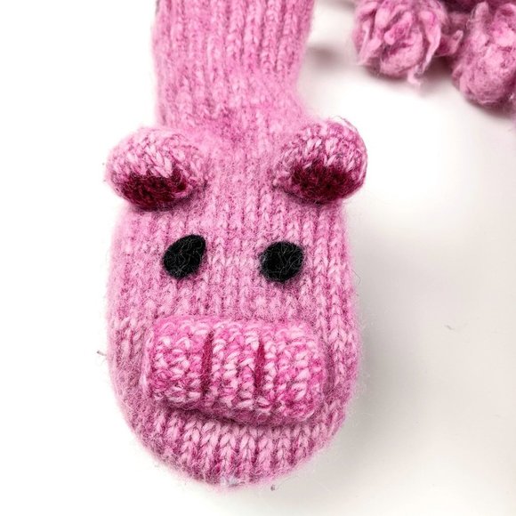 Yetilang Piglet Wool Mohair  Knitted Winter Hat and Mittens Set - Picture 10 of 16